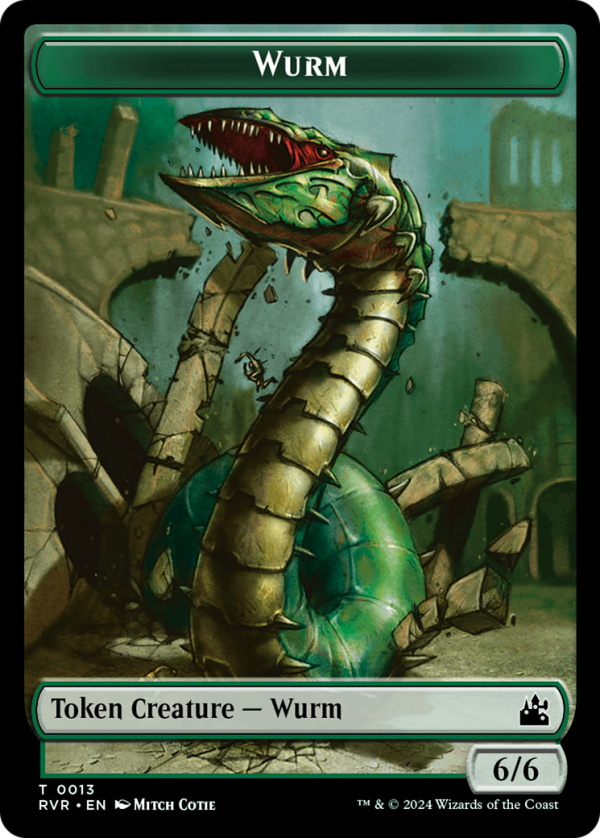 Elf Knight    Wurm Double-Sided Token [Ravnica Remastered Tokens] Supply - Image 2
