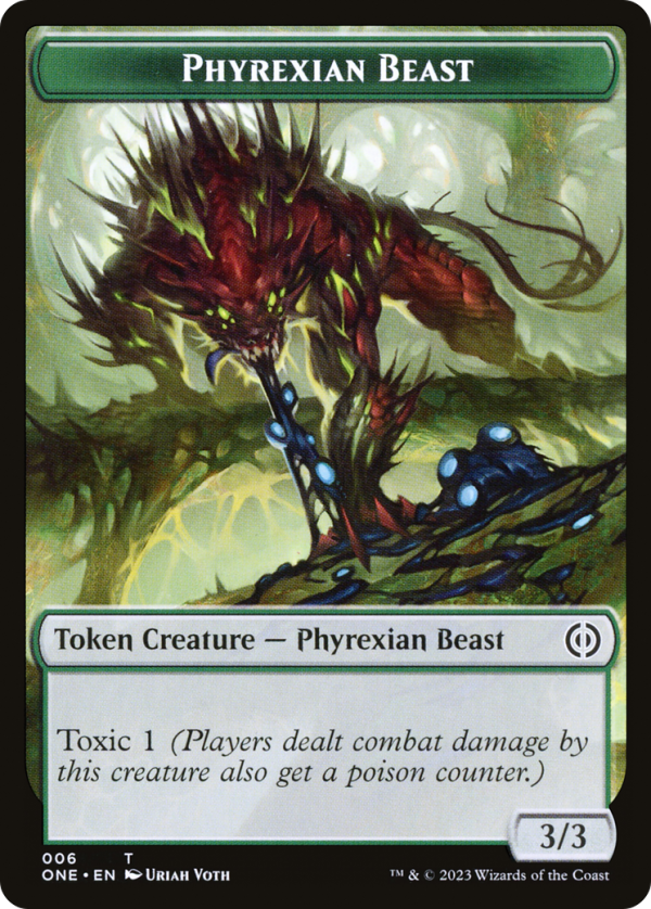 Phyrexian Goblin    Phyrexian Beast Double-Sided Token [Phyrexia: All Will Be One Tokens] Online Sale - Image 4