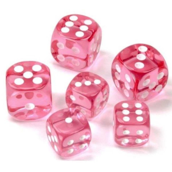 12MM 36CT D6 Dice Block - Translucent Pink with White Online