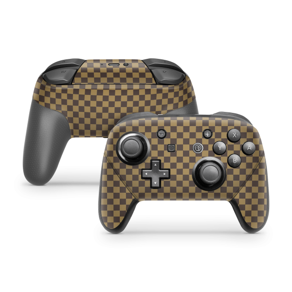 Nintendo Switch Pro Controller Skin Checkers brown Online now