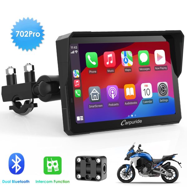 Carpuride W702 Pro with TPMS Option | Wireless Portable Motorcycle Stereo Featuring Dual Bluetooth, Intercom, Compass & Barometer Online Sale
