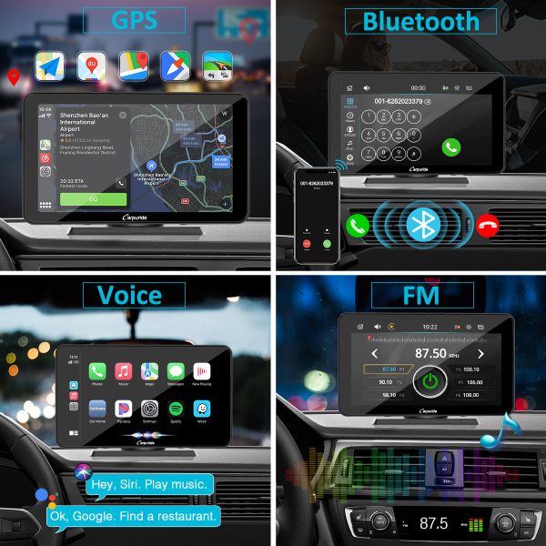 CARPURIDE W701 Pro Portable Smart Multimedia Dual Bluetooth Dashboard Console With Backup Camera Fashion - Image 3