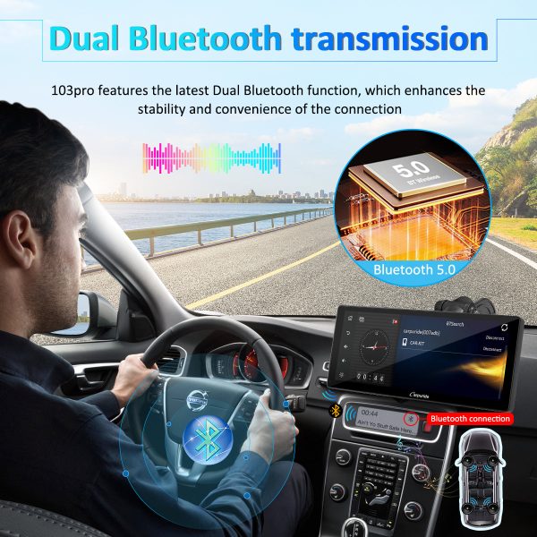 CARPURIDE W103 Pro Portable Smart Multimedia Dual Bluetooth Dashboard Console Hot on Sale - Image 5