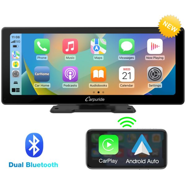 CARPURIDE W103 Pro Portable Smart Multimedia Dual Bluetooth Dashboard Console Hot on Sale