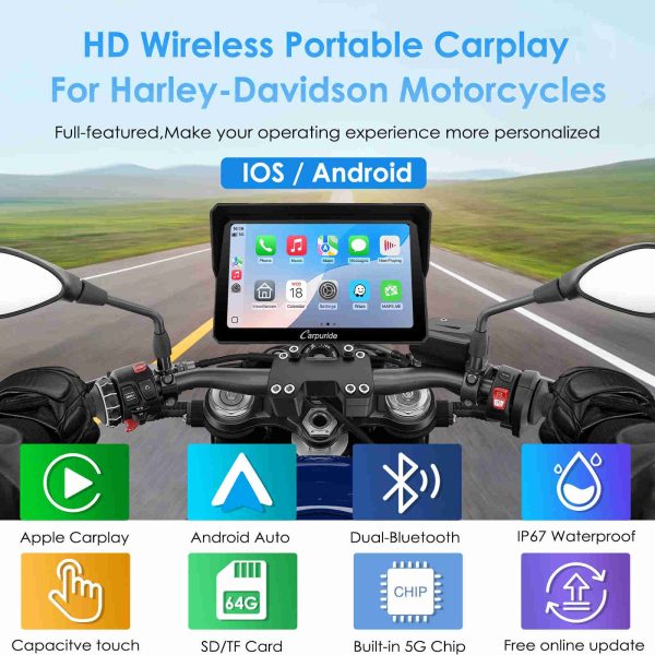 Carpuride W702H W502H Harley-Compatible Stereo & Mount System Sale - Image 5