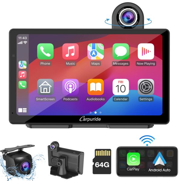 CARPURIDE W703 Portable Smart Multimedia Car Stereo with Dual Cameras and DVR Function Cheap