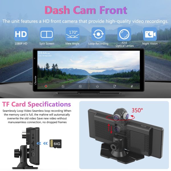 CARPURIDE W903 Portable Smart Multimedia Dashboard Console with Front Camera and DVR Function For Cheap - Image 5