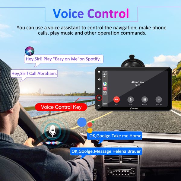 CARPURIDE W707 Wireless Portable Car Stereo with Backup Camera For Sale - Image 3