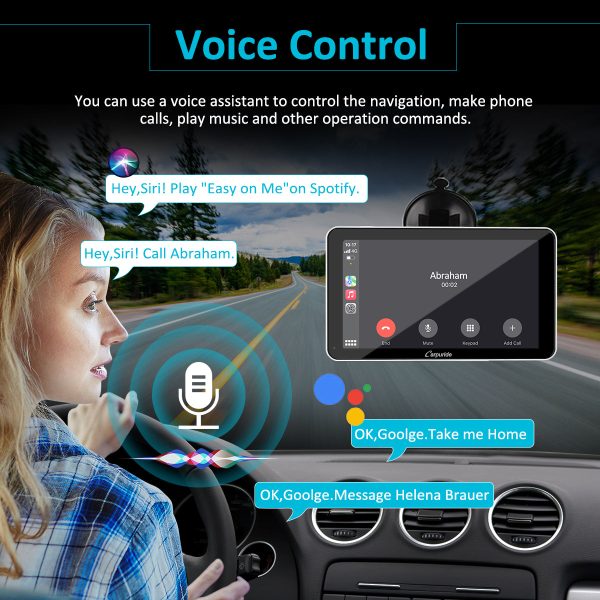 Car Stereo with Wireless Apple CarPlay&Android Auto, 7  IPS Touch Screen,Silver Frame,Multimedia Bluetooth Navigation Dashboard Console with Mirror Link, Google, and Siri Assistant For Discount - Image 3