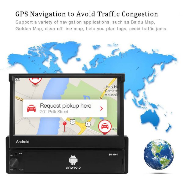 CARPURIDE 1Din Android 8.1 2+32G Car Radio Autoradio 7   Retractable Touch Screen GPS Wifi MP5 USB FM Car Video Online - Image 3