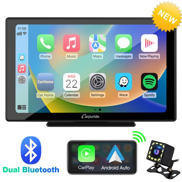 CARPURIDE W901 Pro Portable Smart Multimedia Dual Bluetooth Dashboard Console With Backup Camera Online Sale