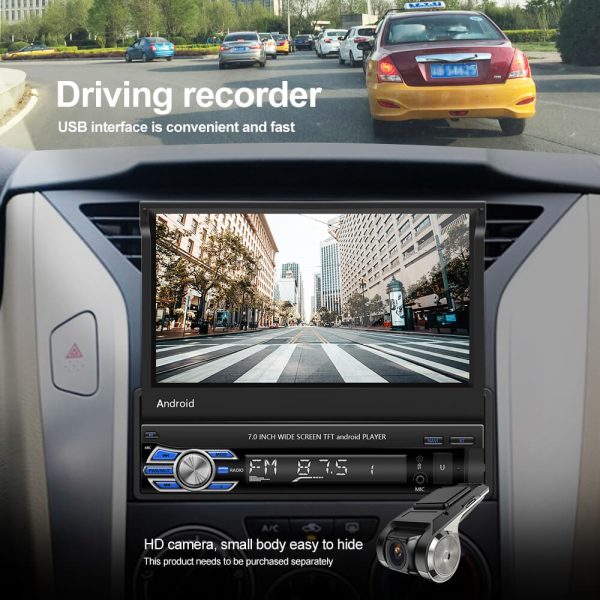 CARPURIDE 1Din Android 10.1 Car Radio Autoradio 7   Retractable Touch Screen Car Video Stereo GPS Navigation Wifi USB Online now - Image 3