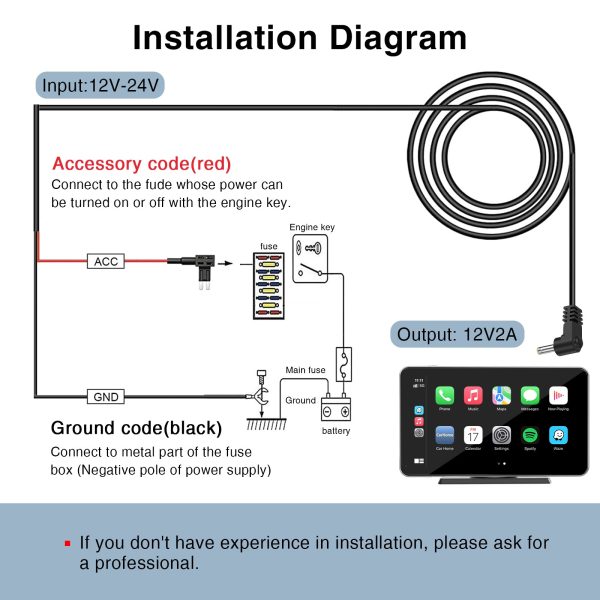 CARPURIDE DC 12V - 24V to 5V 2.5A Max Car Charger Cable kit on Sale - Image 2