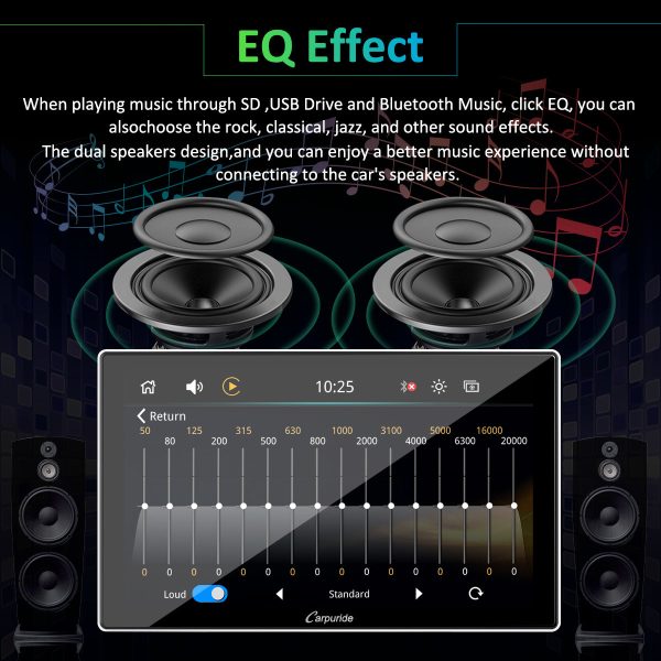 CARPURIDE Car Stereo with Wireless Apple CarPlay&Android Auto, Dual 4Ω3W speakers, 9  IPS Touchscreen Car Radio Receiver with Mirror Link Bluetooth Google Siri WiFi GPS Navigation Light-sensing EQ effect,Backup Camera,Silver Online now - Image 5