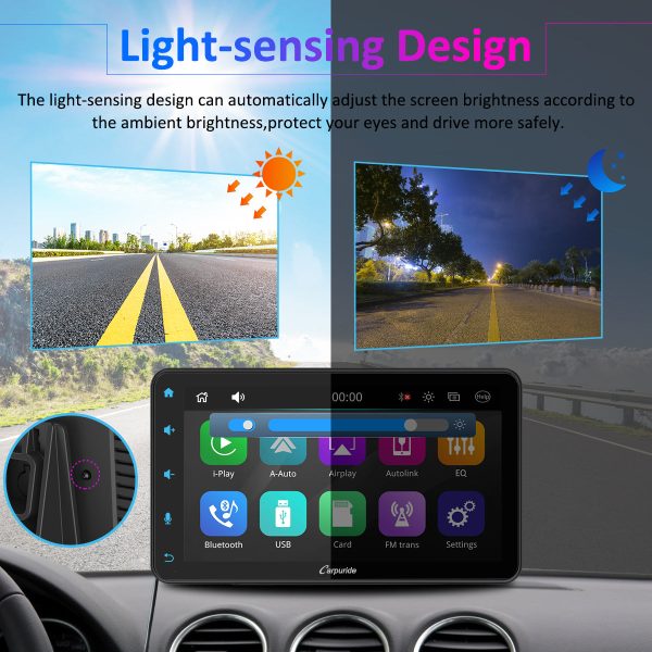 CARPURIDE W707 Wireless Portable Car Stereo with Backup Camera For Sale - Image 5