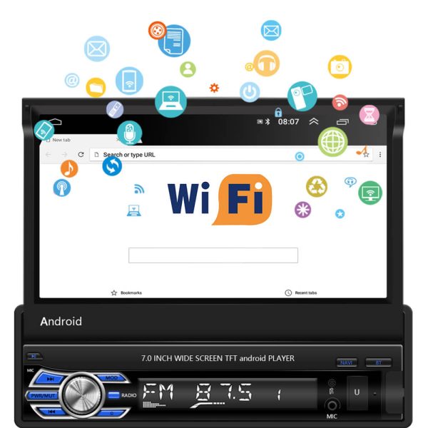CARPURIDE 1Din Android 10.1 Car Radio Autoradio 7   Retractable Touch Screen Car Video Stereo GPS Navigation Wifi USB Online now - Image 4