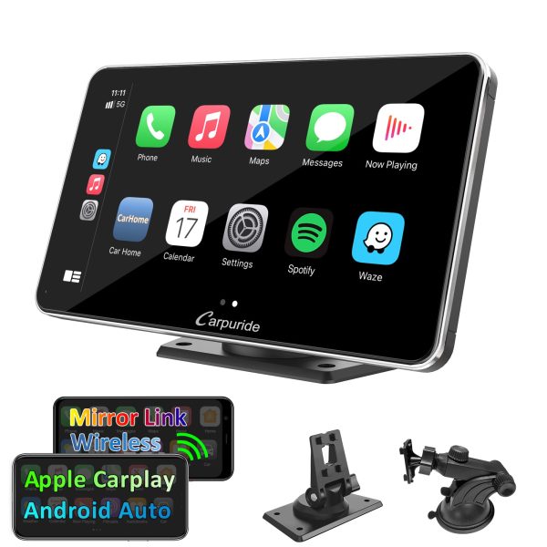 Car Stereo with Wireless Apple CarPlay&Android Auto, 7  IPS Touch Screen,Silver Frame,Multimedia Bluetooth Navigation Dashboard Console with Mirror Link, Google, and Siri Assistant For Discount