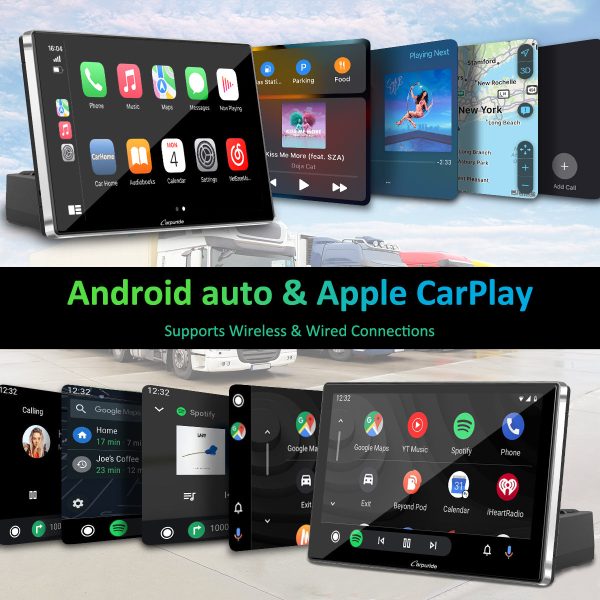 CARPURIDE Car Stereo with Wireless Apple CarPlay&Android Auto, Dual 4Ω3W speakers, 9  IPS Touchscreen Car Radio Receiver with Mirror Link Bluetooth Google Siri WiFi GPS Navigation Light-sensing EQ effect,Backup Camera,Silver Online now - Image 2