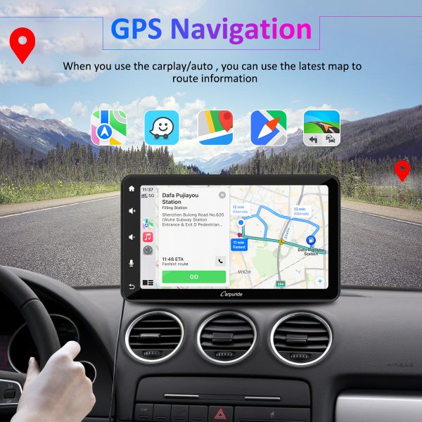 CARPURIDE W707 Wireless Portable Car Stereo with Backup Camera For Sale - Image 2