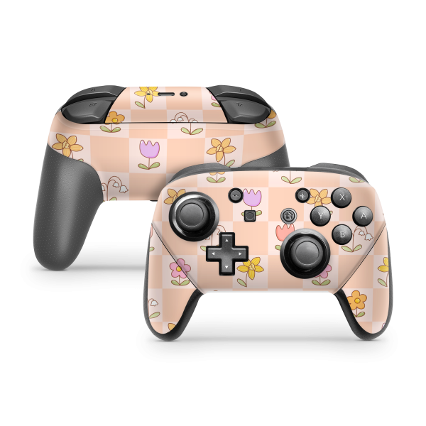 Nintendo Switch Controller Skin Checkered Flowers Hot on Sale