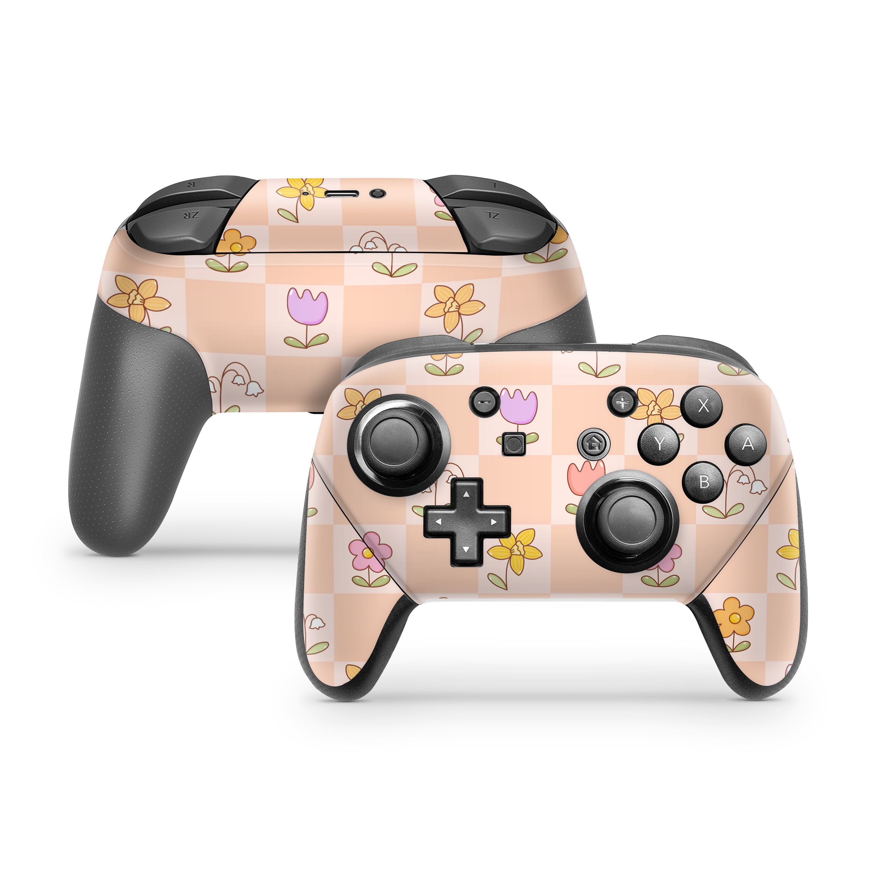 Nintendo Switch Controller Skin Checkered Flowers Hot on Sale