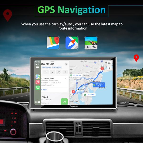 CARPURIDE Car Stereo with Wireless Apple CarPlay&Android Auto, Dual 4Ω3W speakers, 9  IPS Touchscreen Car Radio Receiver with Mirror Link Bluetooth Google Siri WiFi GPS Navigation Light-sensing EQ effect,Backup Camera,Silver Online now - Image 3