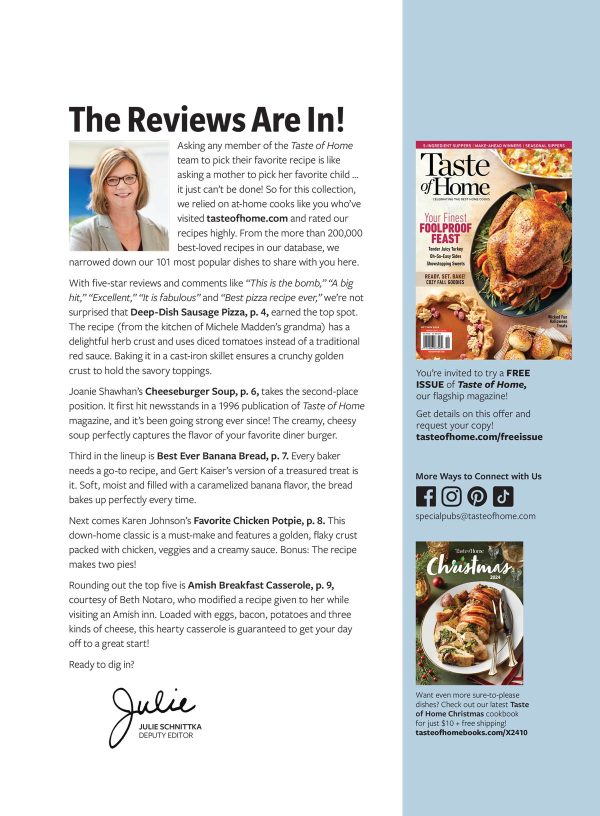 Taste of Home: 101 Most Popular Recipes: Five Star Family Favorites, One-Pot Wonders, Easy Homemade Breads, Speedy Sweets, #1 Dish Deep-Dish Sausage Pizza, Best Banana Bread, Chicken Potpie & More! Hot on Sale - Image 4