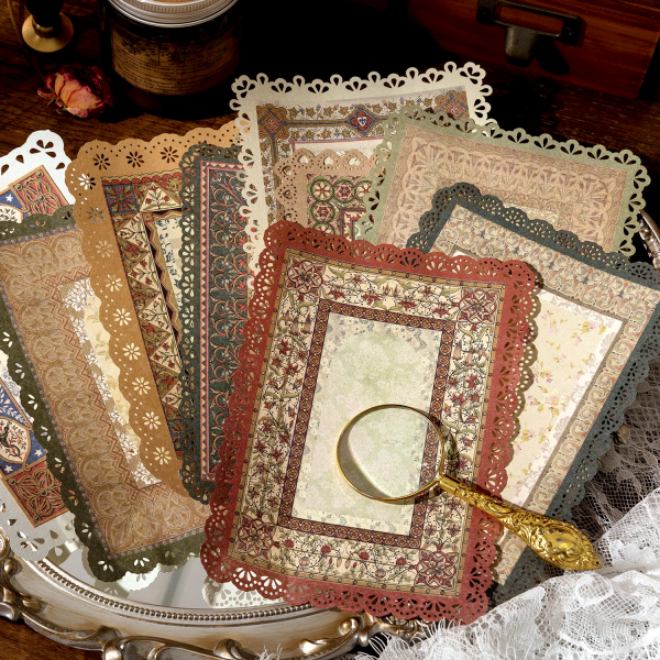 Vintage Patterned & Laced Kraft Paper Set Fashion - Image 5