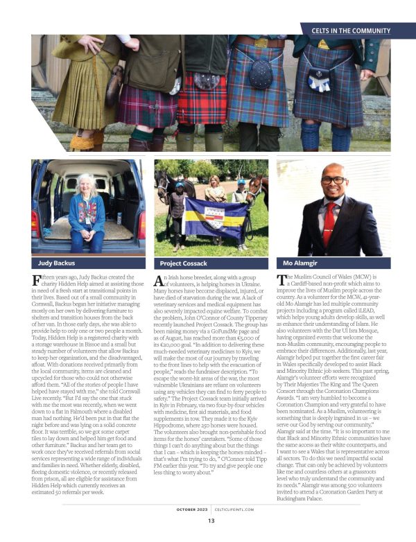 Celtic Life International October 2023 - Crafting Celtic Jewelry: The High Kings, Gary Maclean Fall Fashion, Emma Donoghue Hector 250, The Bodhran, Apollo Save Greece & Donna Morrissey New Book! Online Sale - Image 5