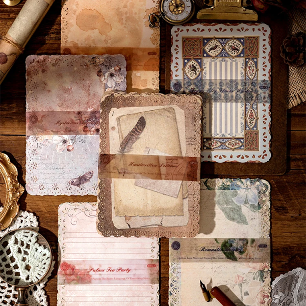 Vintage Patterned & Laced Kraft Paper Set Fashion - Image 4