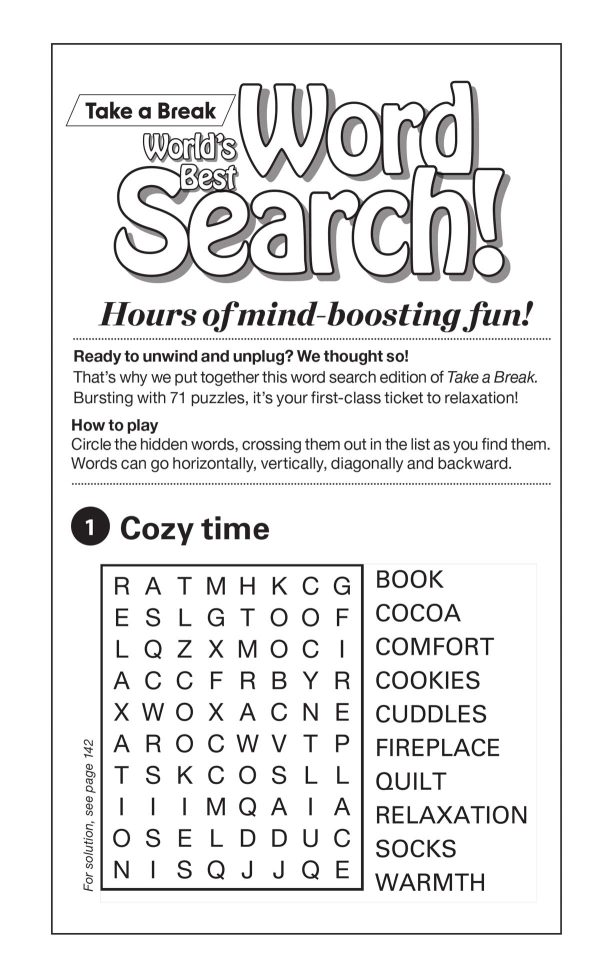 Take a Break - Word Search (Large Print): 71 Puzzles, Fall Issue, Level Easy, Autumn Themes, Hours Of Mind-Boosting Fun, Sharpen Brain, Unwind, Unplug, Relax, De-Stress, Challenge Yourself & Solve! For Sale - Image 3