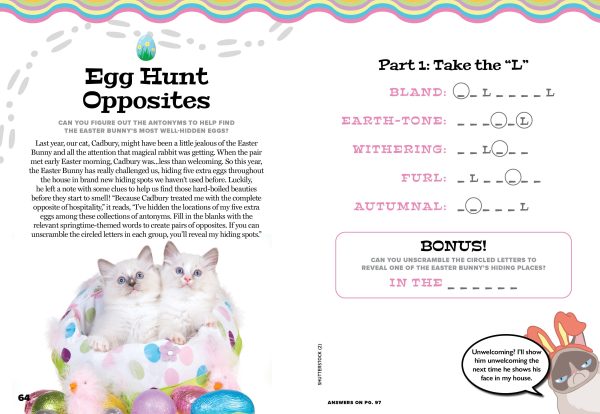 Cat Pawzzles - Easter Themed Brainteasers: Word Search, Codebreaking, Spot The Difference Riddles & More! (Digest Size) For Discount - Image 2