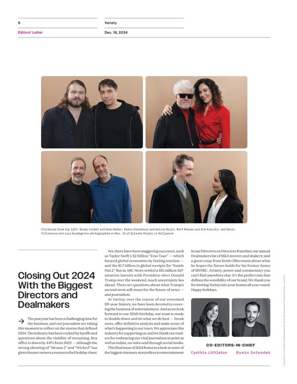 Variety - 24.12.18 Edition: The Most Innovative, Bold, Daring, Directors Of The Year, Squid Game Season 2, Timothée Chalamet Portrays Bob Dylan In A Complete Unknown, Golden Globe Nominations & More! Fashion - Image 5