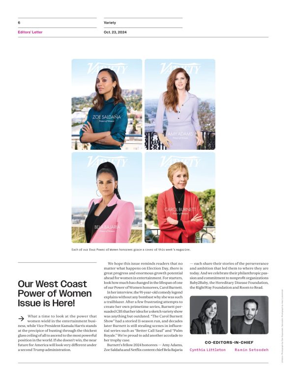 Variety - 24.10.23 Edition: Power Of Women, Zoe Saldaña, Amy Adams, Bela Bajaria, Carol Burnett & 78 Other Trailblazers Making A Difference In The Entertainment Community, Fans Mourn Liam Payne & More Cheap - Image 5