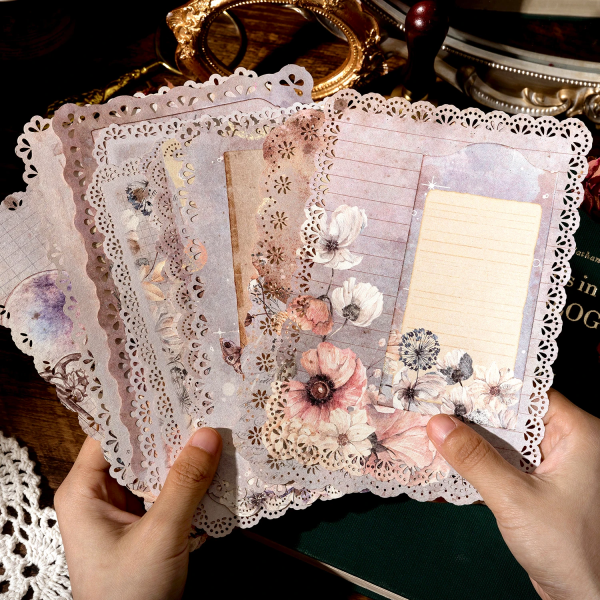 Vintage Patterned & Laced Kraft Paper Set Fashion