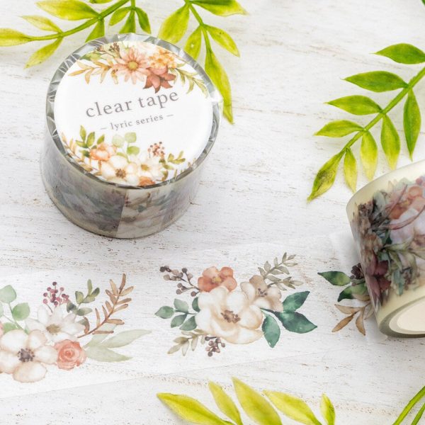 Mind Wave Lyric Series Clear Washi Tape - Flower Bouquet For Sale - Image 2