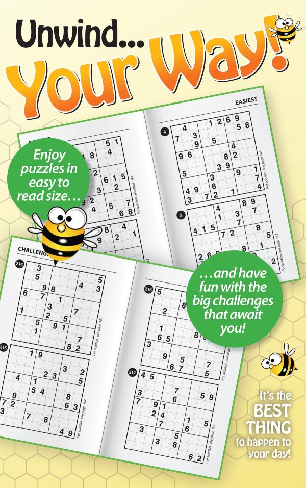 World s Best Puzzle - Sudoku 25.03.13: Large Print, 277 Puzzles, Enhance Your Skills With 5 Levels of Difficulty, Spring Edition, Bumble Bees & More! Online Sale - Image 2