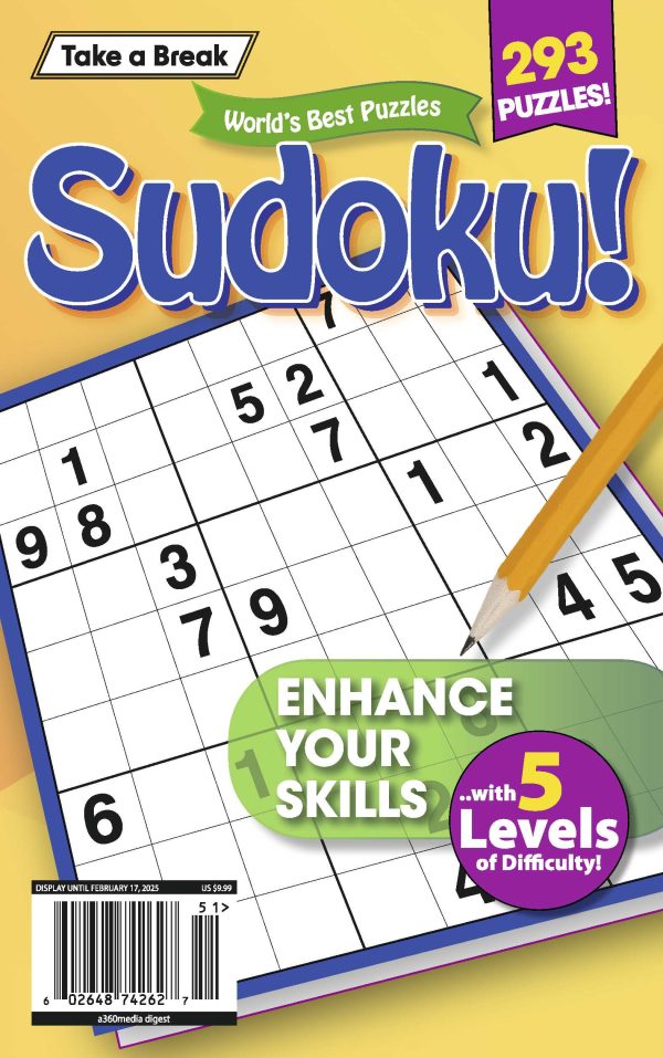 Take a Break - Sudoku 244801: 293 Puzzles, 5 Levels Of Difficulty, Hours Of Mind-Boosting Fun, Brain Challenges, Relax, Unwind, Unplug, Recharge, De-Stress, Enhance Your Skills & Solve! Cheap