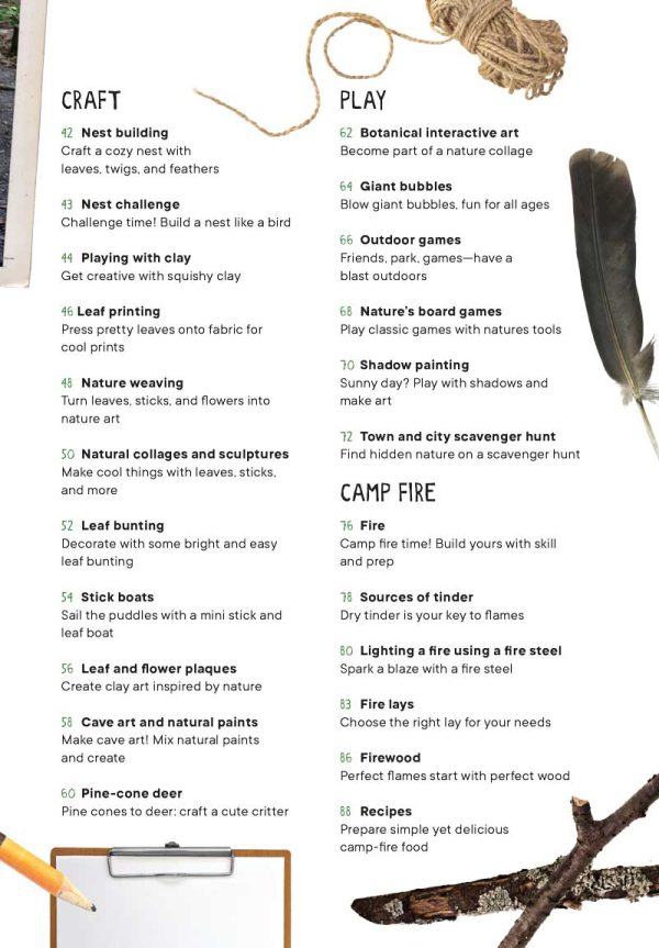Wild Days - Outdoor Activities Guide For Kids: 50 Easy-To-Follow Projects, New Skills, Explore Nature, Tracking Wildlife, Building Nests, Leaf Printing, Shelters, Camp Fire, Bubbles, Games & More! For Sale - Image 3