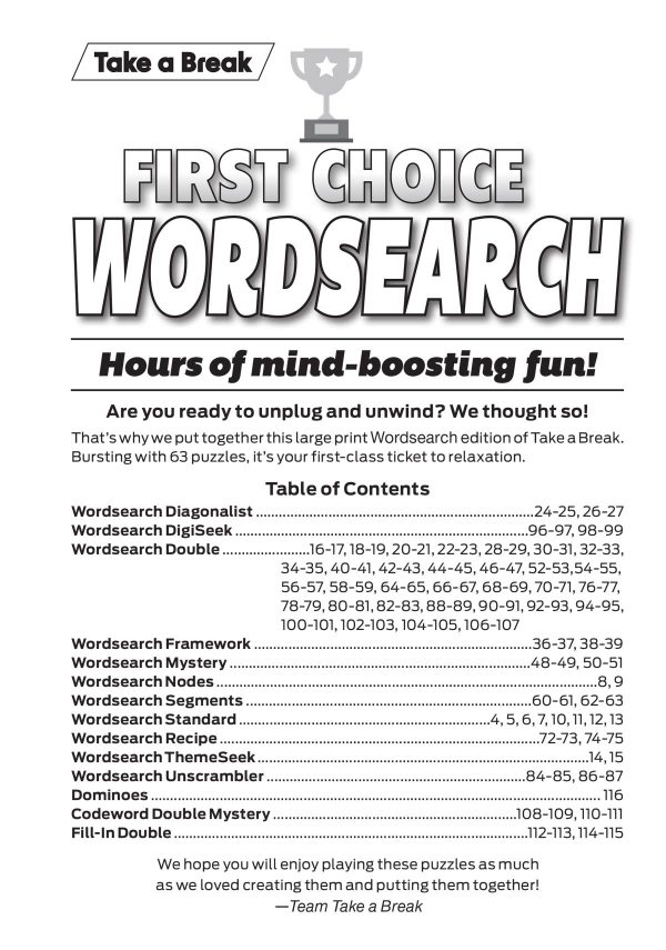 Take a Break - First Choice Word Search 25.03.07: Large Print, Over 100 Puzzles, Perfect Word Game Fun For Everyone To Enjoy! For Cheap - Image 2