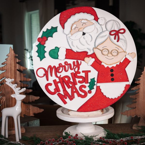 Santa and Mrs. Claus Round Door Hanger on Sale - Image 2