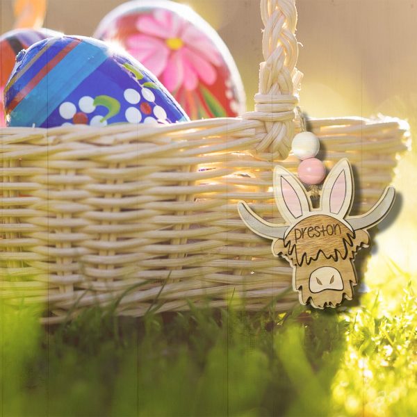 Highland Cow Easter Tag with Bunny Ears Hot on Sale - Image 2