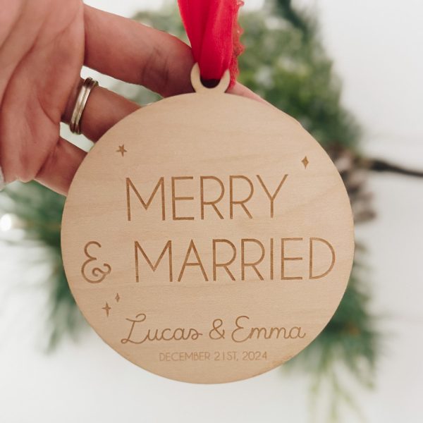 Merry and Married Christmas Ornament Online now - Image 2