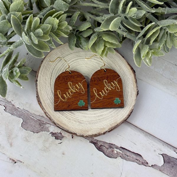 Lucky Arch Dangle Earrings with Shamrock Detail - St. Patrick’s Day Earrings (Set of 2) For Sale - Image 2