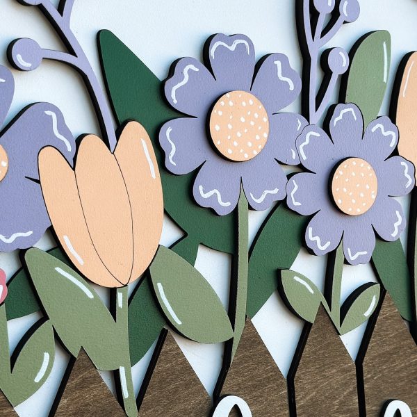 Floral Fence Welcome Sign with Spring Flowers For Cheap - Image 5