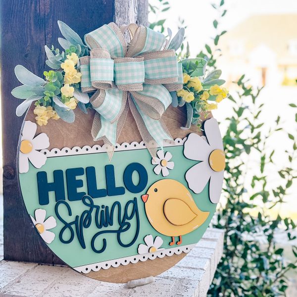 Hello Spring Chick Door Hanger Cheap - Image 2