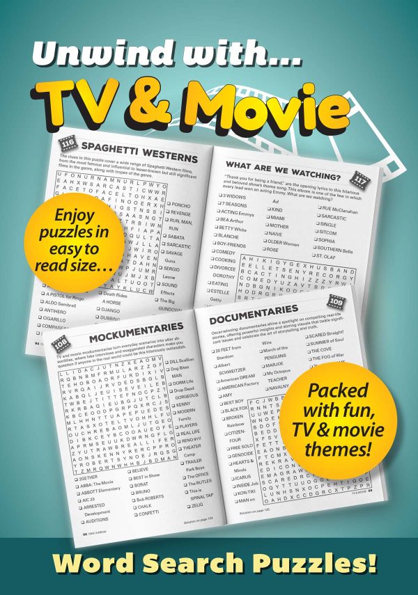 Take a Break - TV & Movie Word Search: 130 Fun Puzzles On TV & Movie Themes, Celebrity Icons, Legends & More! on Sale - Image 2