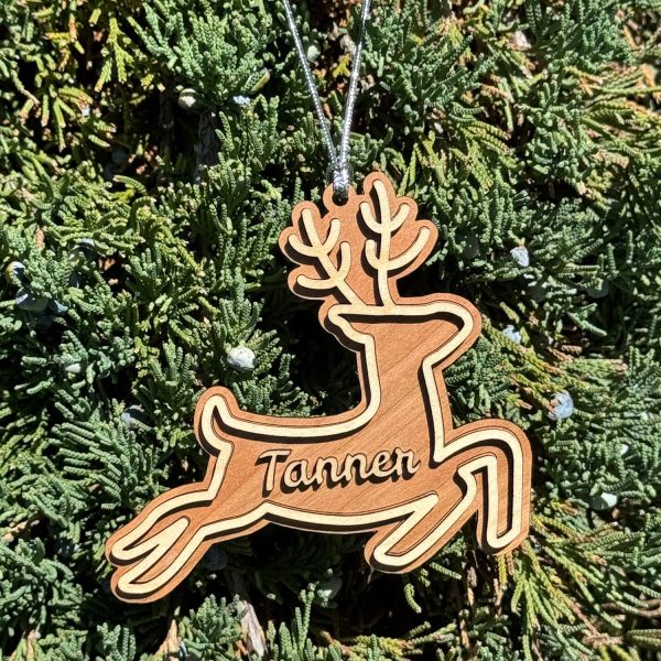 Personalizable Jumping Reindeer Christmas Ornament   Tag Fashion