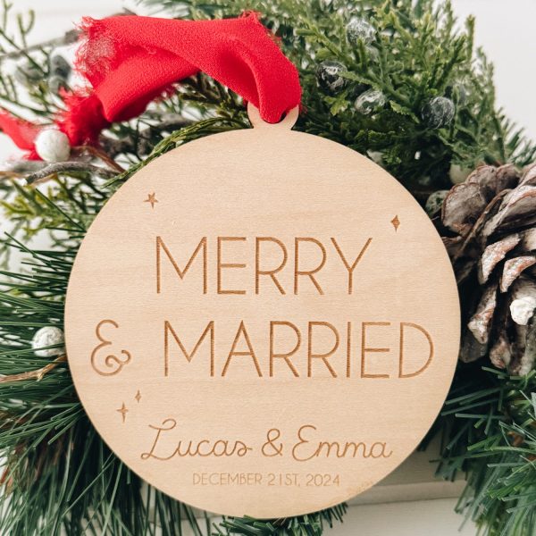 Merry and Married Christmas Ornament Online now