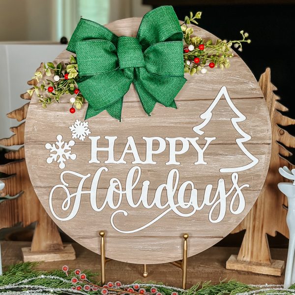 Rustic Happy Holidays Door Hanger Cheap